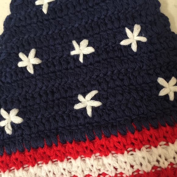 American Flag Crochet Halter Bikini Bralette Top - Picture 4 of 5